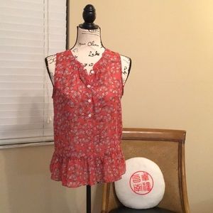 GAP Red Floral Sleeveless Top